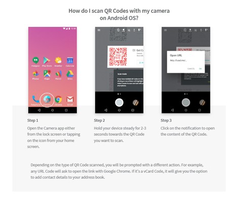 QR instructions Android
