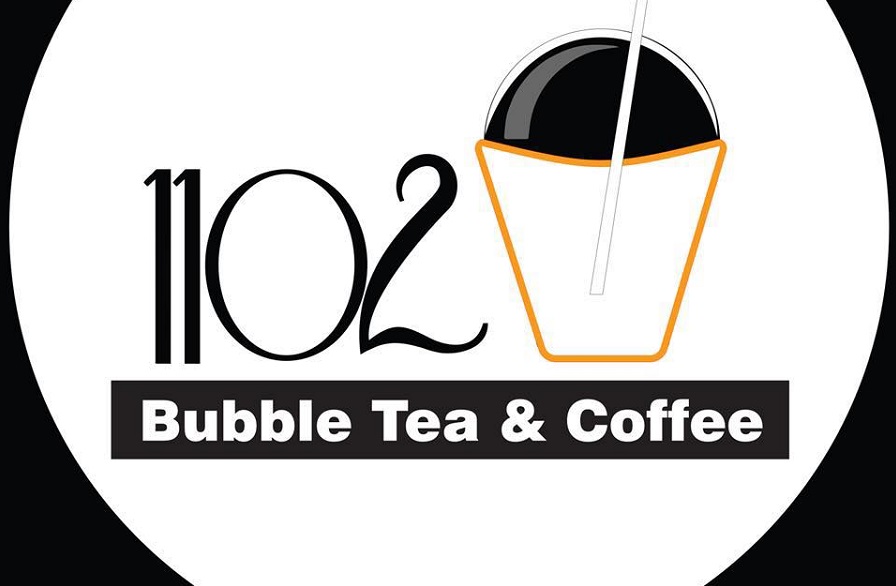 A logo for 1102 Bubble Tea & Coffee featuring a stylized drink cup in McLennan County, Texas.