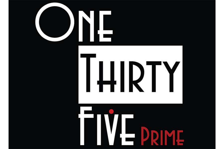 A graphic design featuring the text One Thirty Five Prime in stylized white and red in McLennan County, Texas.