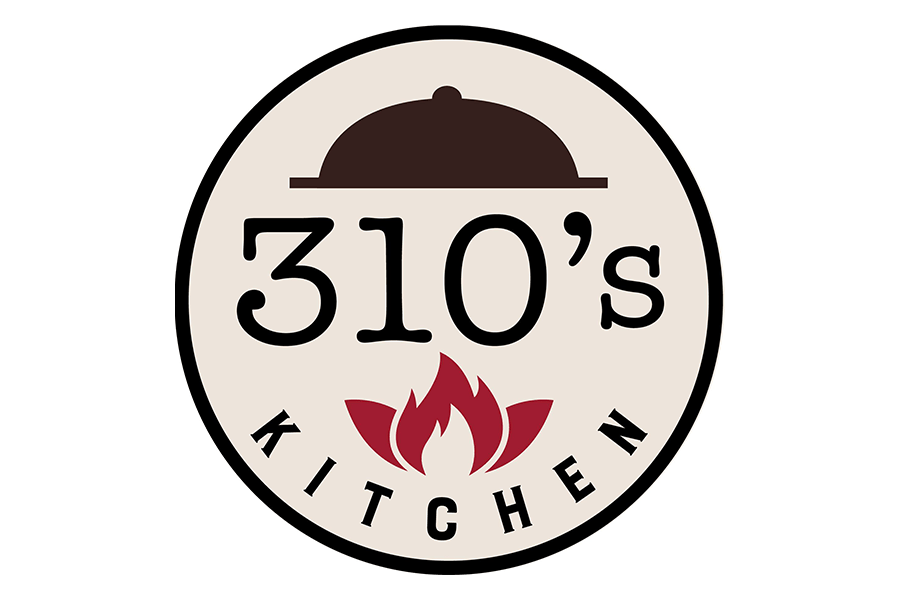 A circular logo for 310's Kitchen featuring a food cloche and a flame icon in McLennan County, Texas.