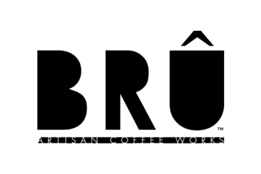 The logo for BRU Artisan Coffee Works in black text on a white background in McLennan County, Texas.