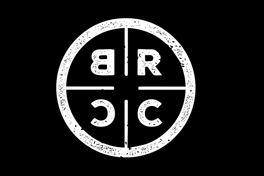 A white circular logo with a crosshair and the letters B, R, C, C in McLennan County, Texas.