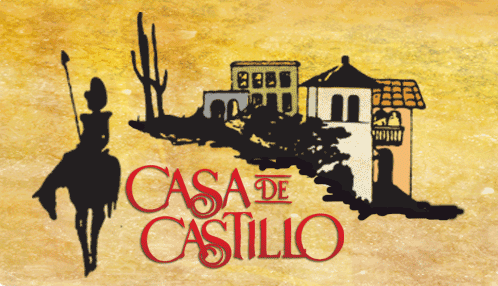 A logo featuring a silhouette of a rider and buildings with the text Casa de Castillo in McLennan County, Texas.