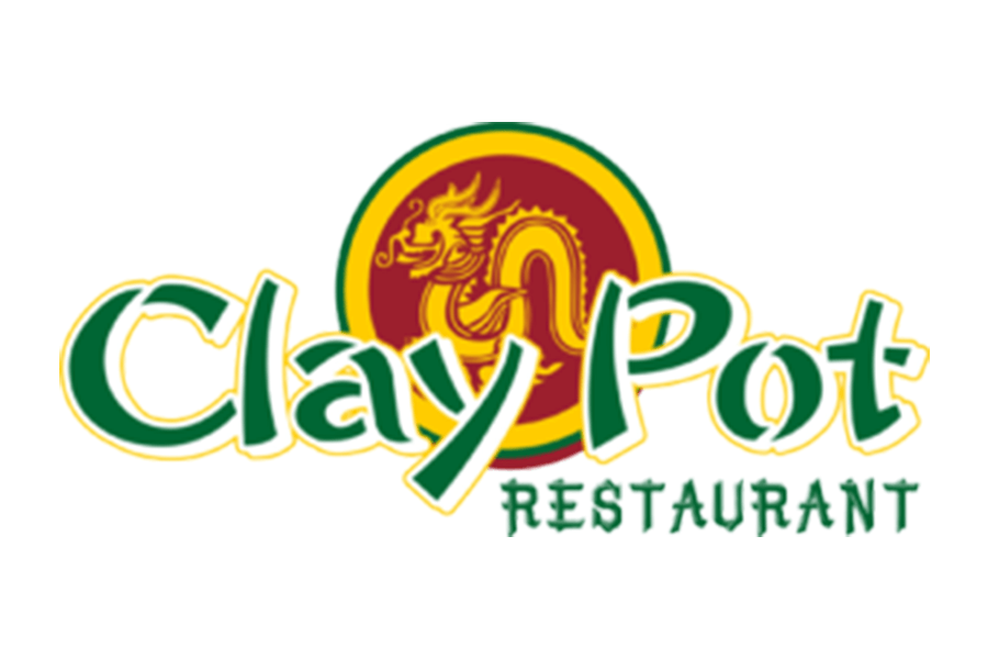 The logo for Clay Pot Restaurant featuring a golden dragon inside a circular emblem in McLennan County, Texas.
