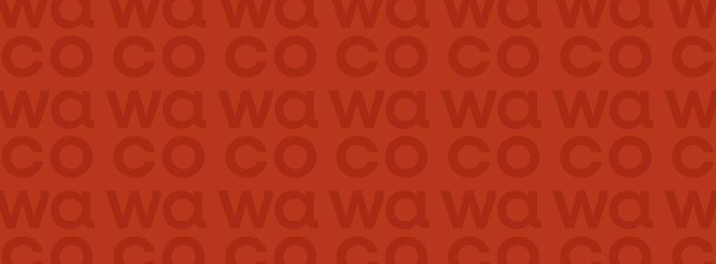 A repeating pattern of the letters wa and co on a dark orange background in McLennan County, Texas.