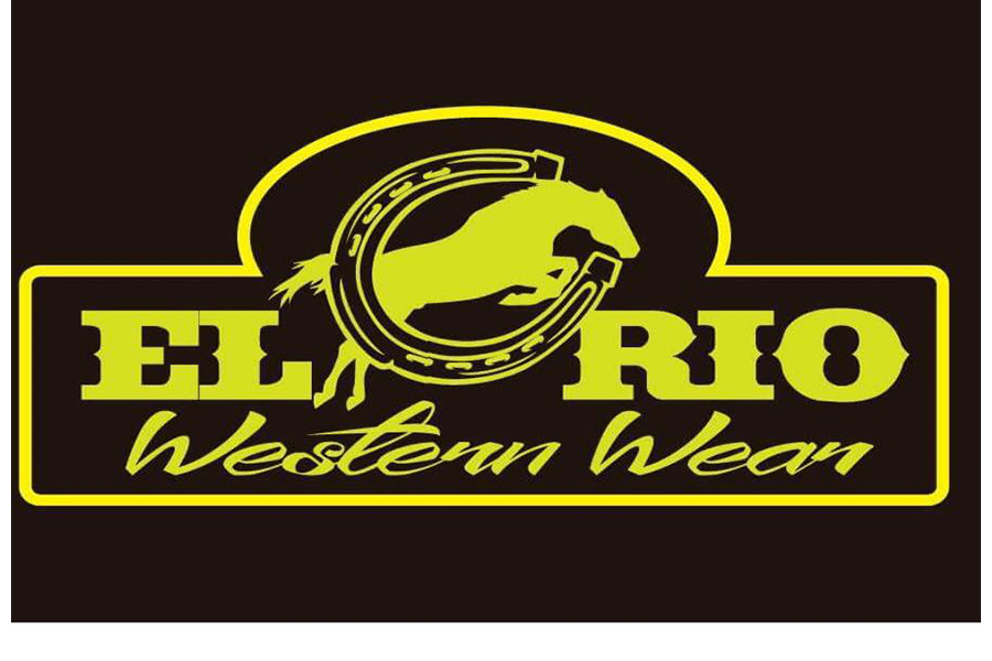 A logo for El Rio Western Wear featuring a yellow horse and horseshoe in McLennan County, Texas.