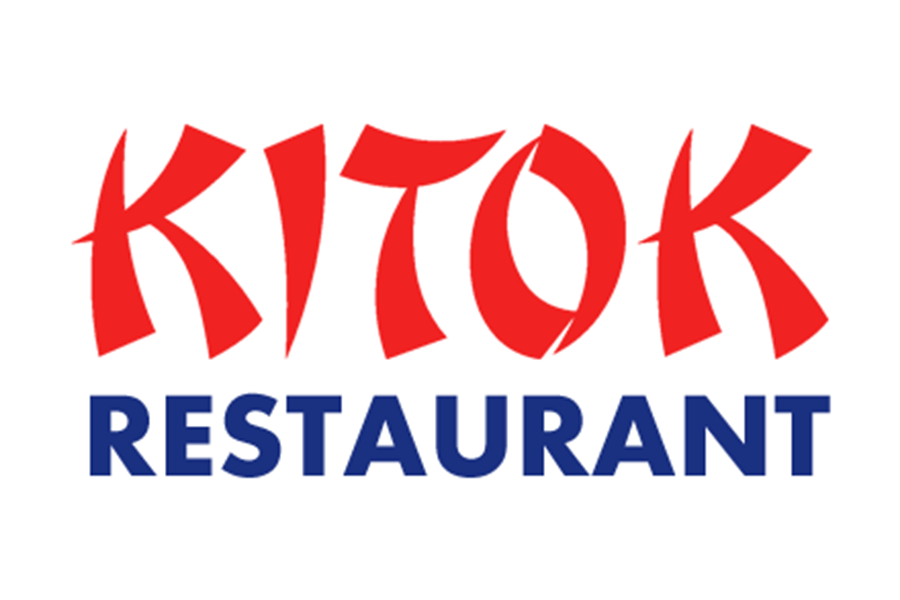 The logo for Kitok Restaurant featuring red stylized text above blue text in McLennan County, Texas.