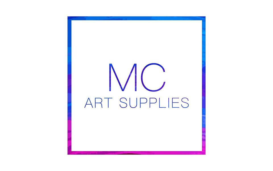 A logo for MC Art Supplies featuring a colorful watercolor border in McLennan County, Texas.