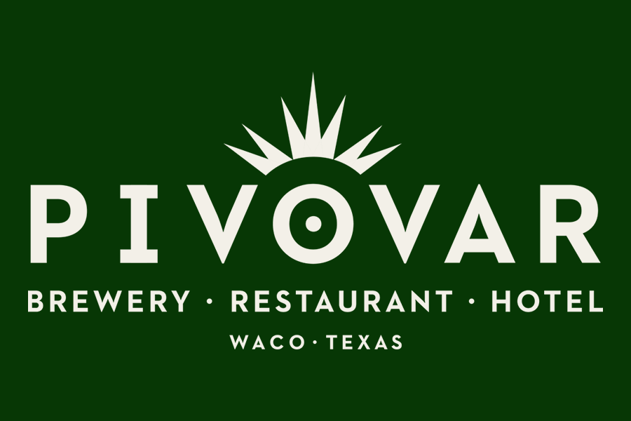 The logo for Pivovar, a brewery, restaurant, and hotel in Waco, Texas in McLennan County, Texas.