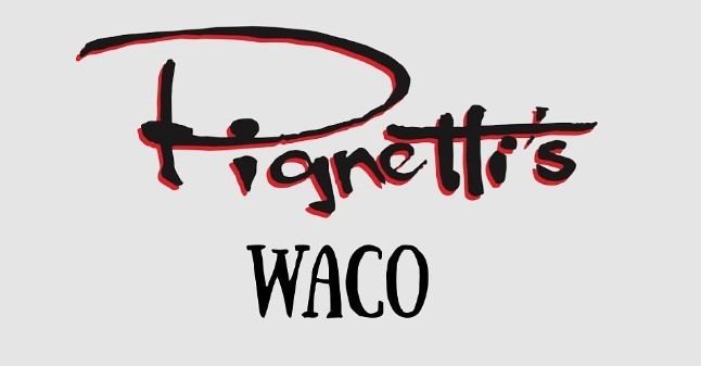The logo for Pignetti's Waco, featuring stylized black text with a red shadow in McLennan County, Texas.
