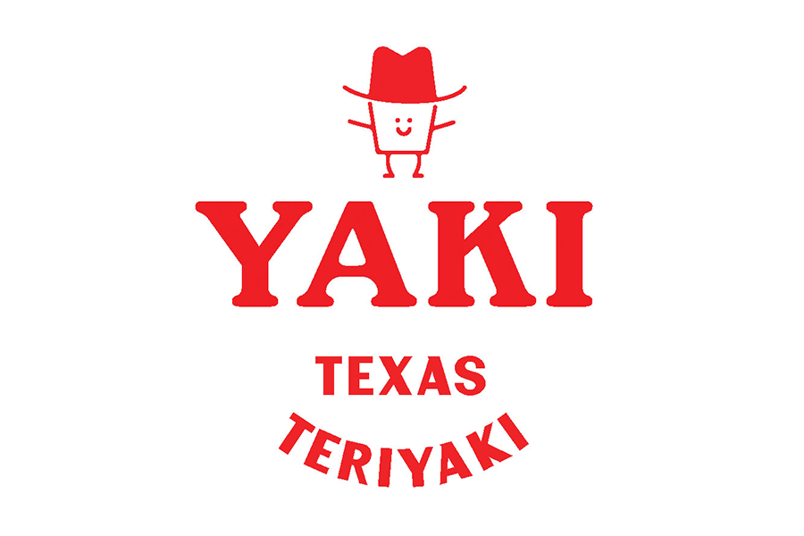 A red logo for Yaki Texas Teriyaki featuring a smiling character wearing a cowboy hat in McLennan County, Texas.