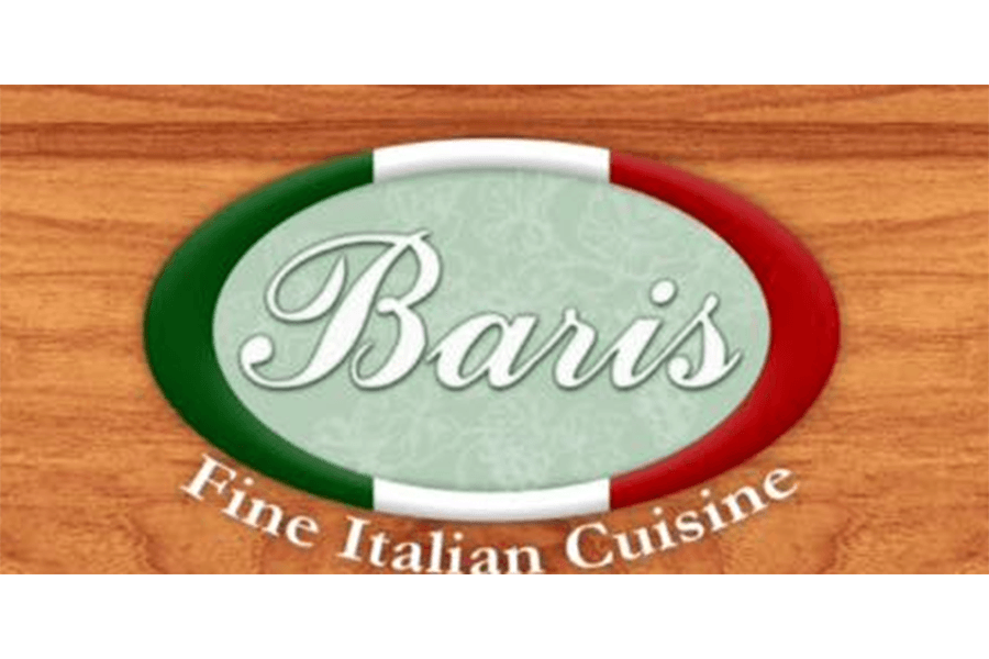 The logo for Baris Fine Italian Cuisine featuring an oval with Italian flag colors in McLennan County, Texas.