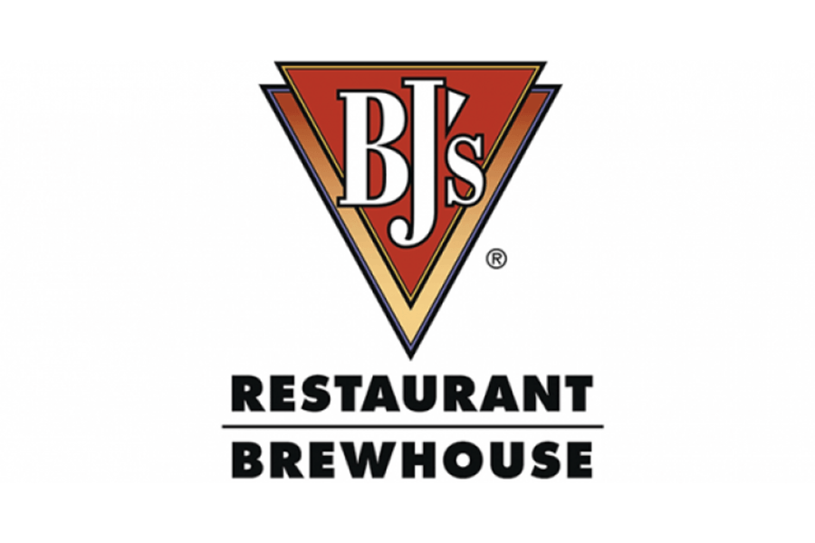 The logo for BJ's Restaurant and Brewhouse featuring a triangular emblem in McLennan County, Texas.