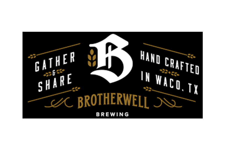 The logo for Brotherwell Brewing featuring a large letter B on a black background in McLennan County, Texas.