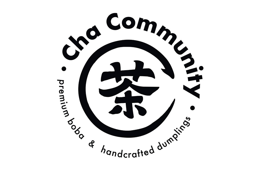 A circular black and white logo for Cha Community featuring a Chinese tea character in McLennan County, Texas.