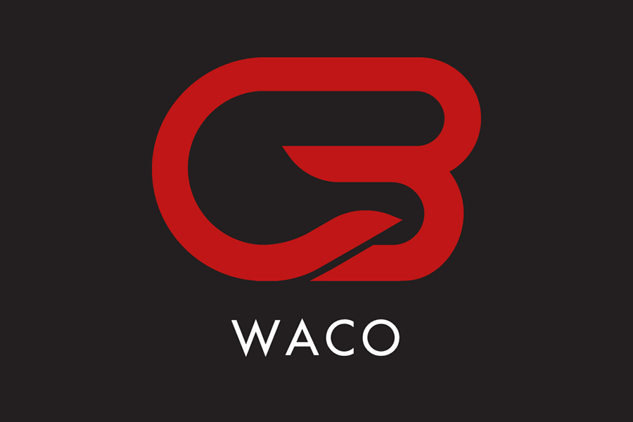 A red stylized logo featuring the letters C and B with the word WACO below in McLennan County, Texas.