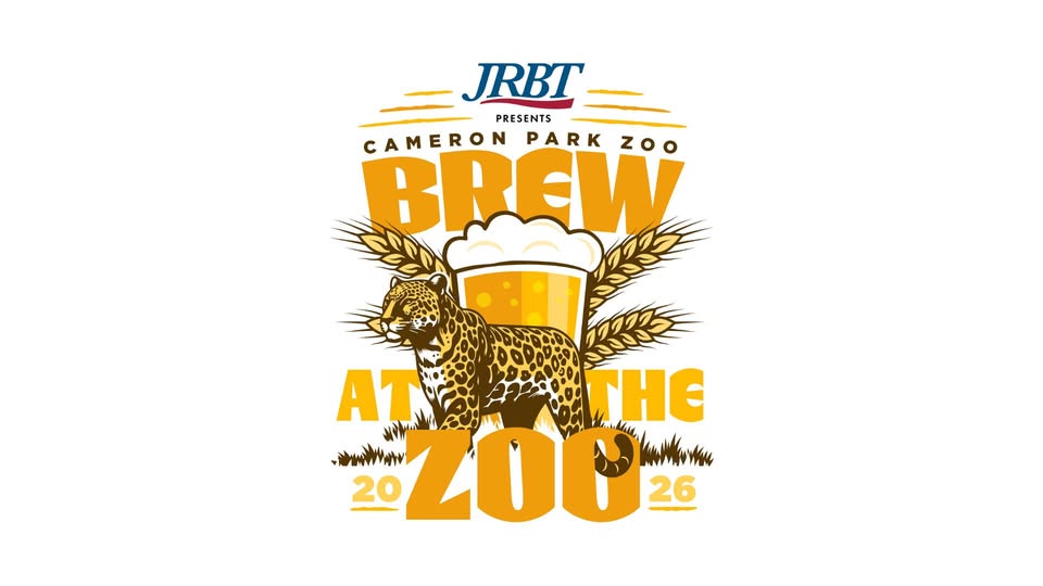 A promotional graphic for a Brew at the Zoo event featuring a leopard in McLennan County, Texas.