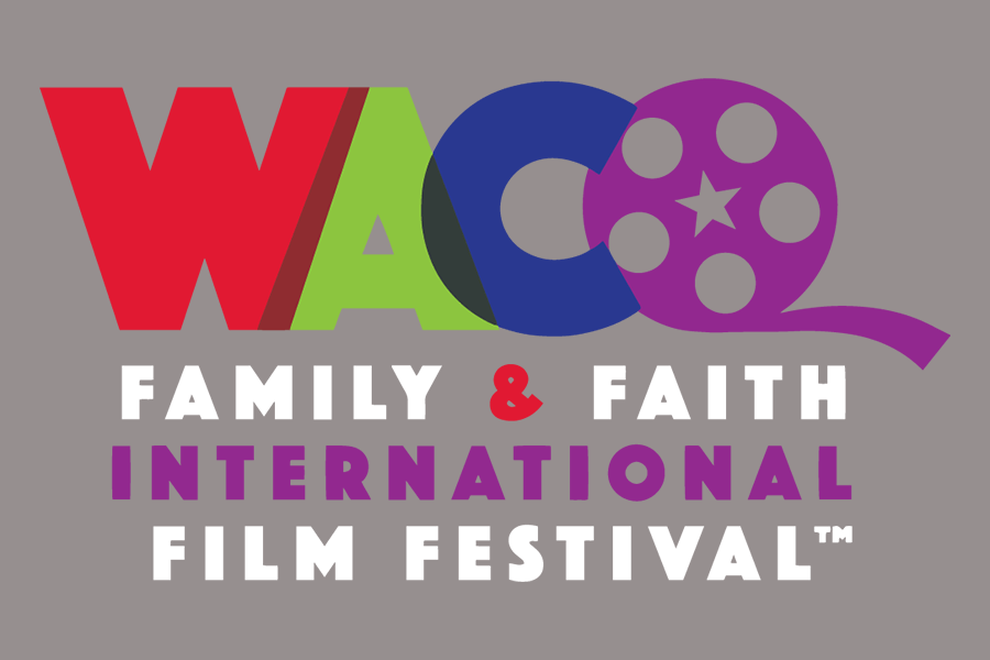 The colorful logo for the WACO Family & Faith International Film Festival in McLennan County, Texas.