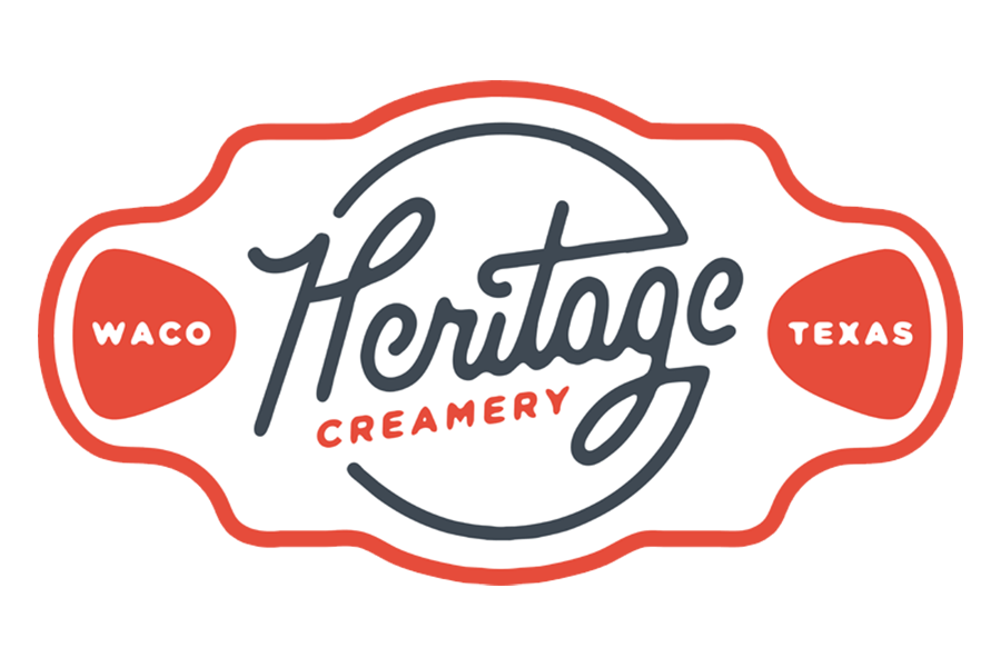 The logo for Heritage Creamery in Waco, Texas in McLennan County, Texas.