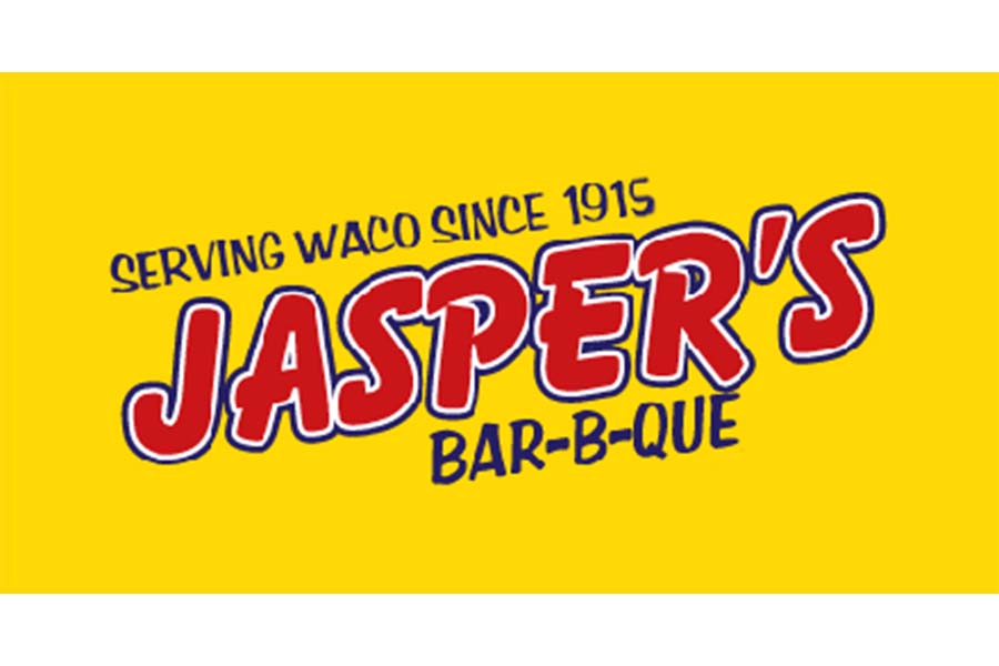 The logo for Jasper's Bar-B-Que on a bright yellow background in McLennan County, Texas.