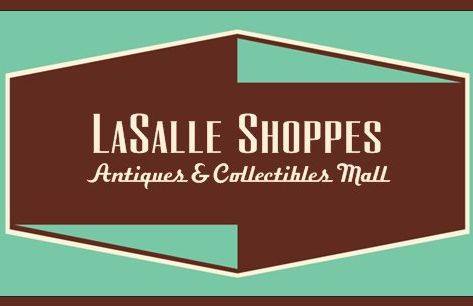 A vintage-style sign for LaSalle Shoppes Antiques & Collectibles Mall in McLennan County, Texas.