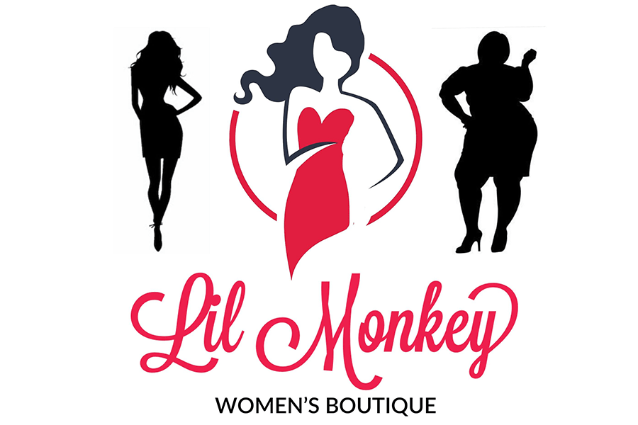 A logo for Lil Monkey Women's Boutique featuring silhouettes of women in different body types in McLennan County, Texas.