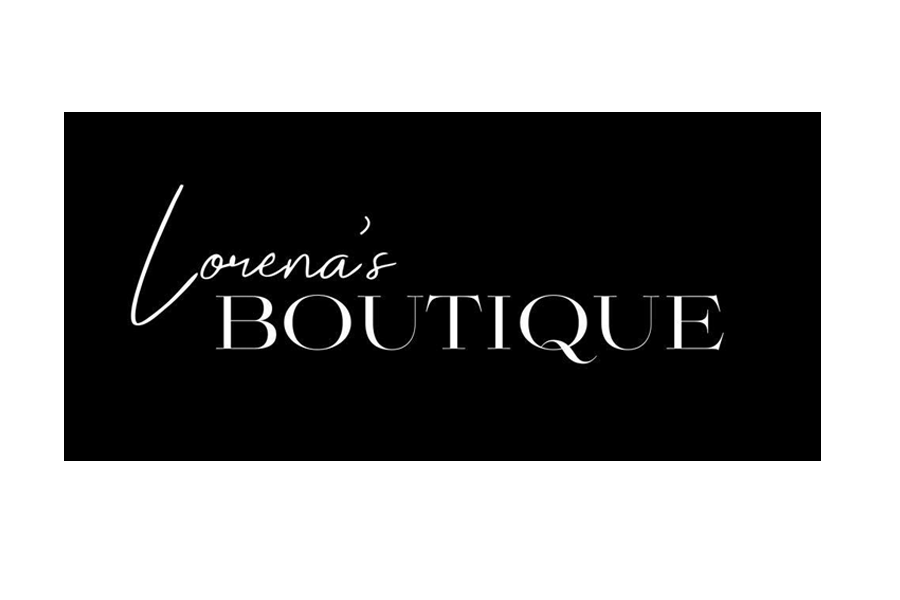 The text Lorena's Boutique in white font on a black background in McLennan County, Texas.