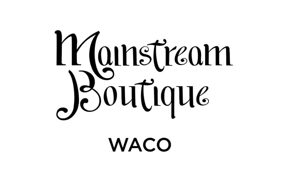 The logo for Mainstream Boutique Waco in black text on a white background in McLennan County, Texas.