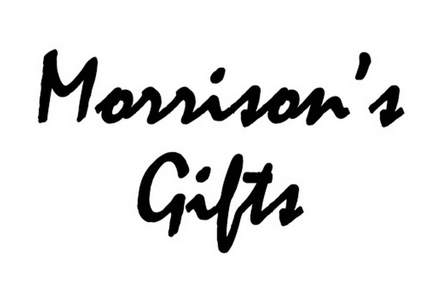 The text Morrison's Gifts written in a black, handwritten-style font on a white background in McLennan County, Texas.