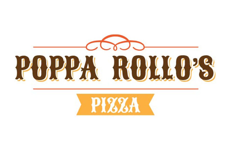 The logo for Poppa Rollo's Pizza featuring stylized brown and orange text in McLennan County, Texas.