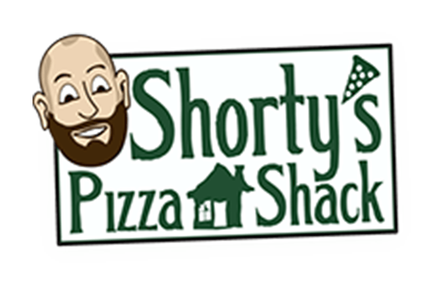 A logo for Shorty's Pizza Shack featuring a cartoon man and a shack icon in McLennan County, Texas.