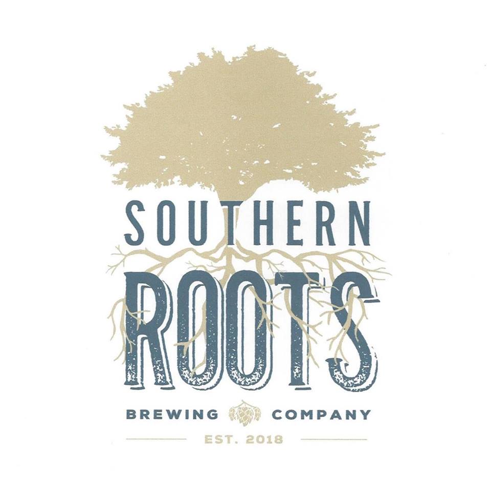A logo for Southern Roots Brewing Company featuring a tree with visible roots in McLennan County, Texas.
