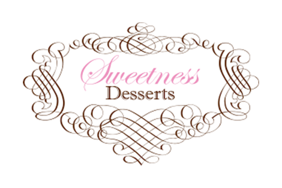 A decorative brown filigree frame surrounding the text Sweetness Desserts in McLennan County, Texas.