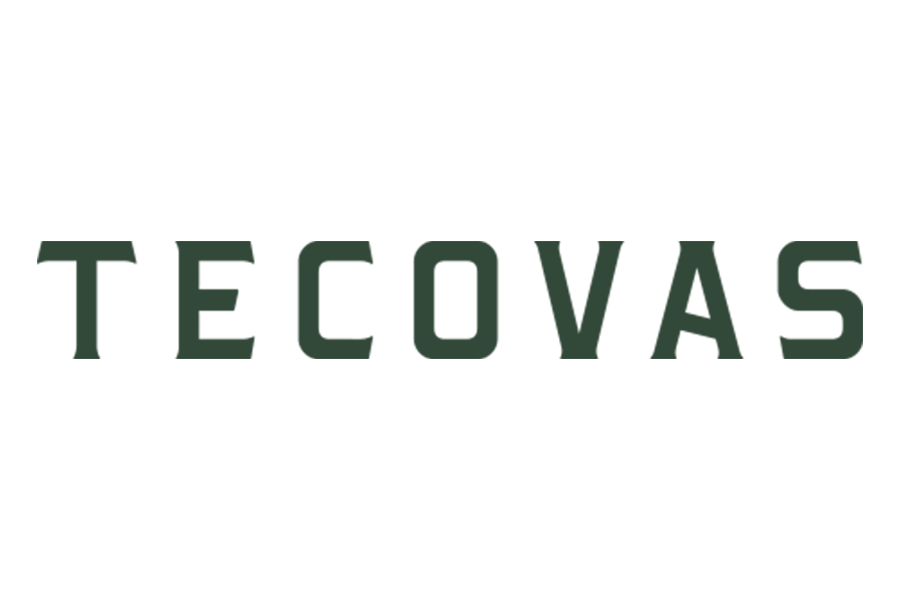 The word Tecovas written in a dark green, bold, serif font in McLennan County, Texas.