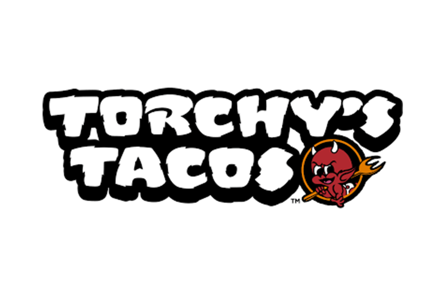 The logo for Torchy's Tacos featuring a cartoon devil holding a pitchfork in McLennan County, Texas.