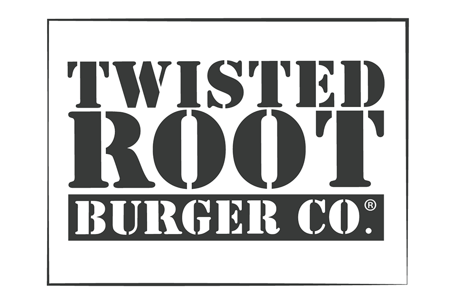 The logo for Twisted Root Burger Co. in a stencil-style font in McLennan County, Texas.