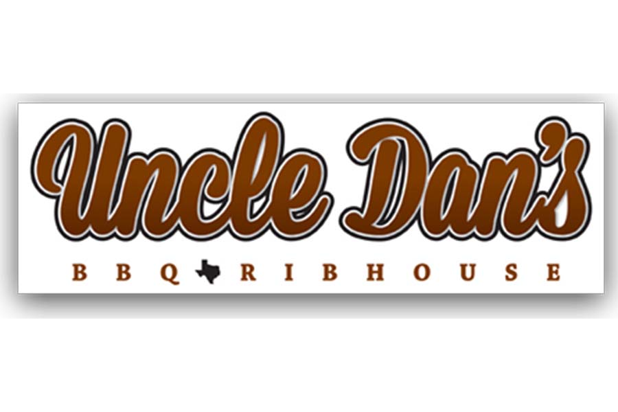 The logo for Uncle Dan's BBQ Rib House featuring brown text on white in McLennan County, Texas.