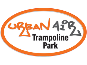 The logo for Urban Air Trampoline Park inside an orange oval in McLennan County, Texas.
