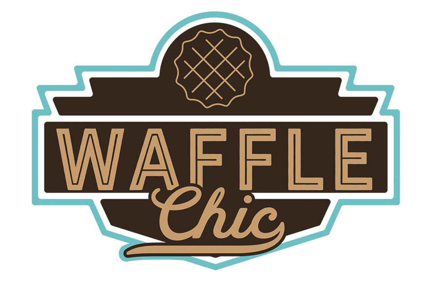 A logo for Waffle Chic featuring a waffle icon and stylized text in McLennan County, Texas.