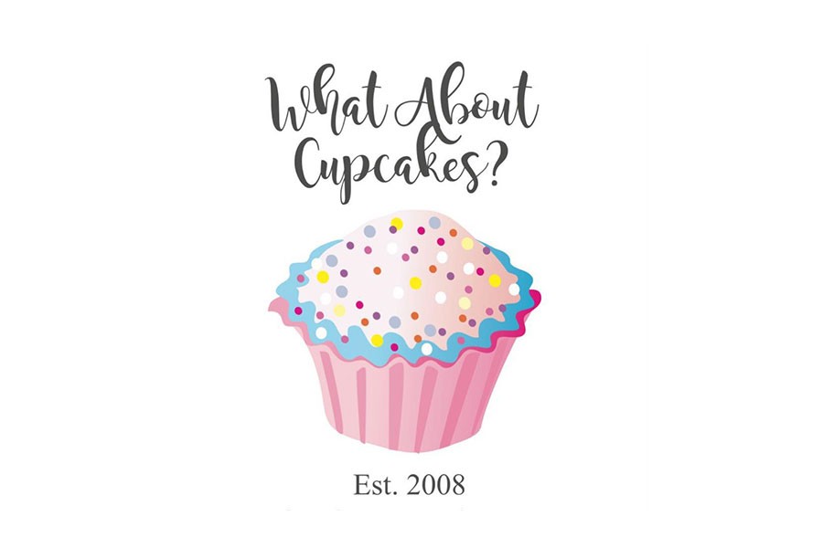 A stylized illustration of a cupcake with sprinkles and the text What About Cupcakes in McLennan County, Texas.