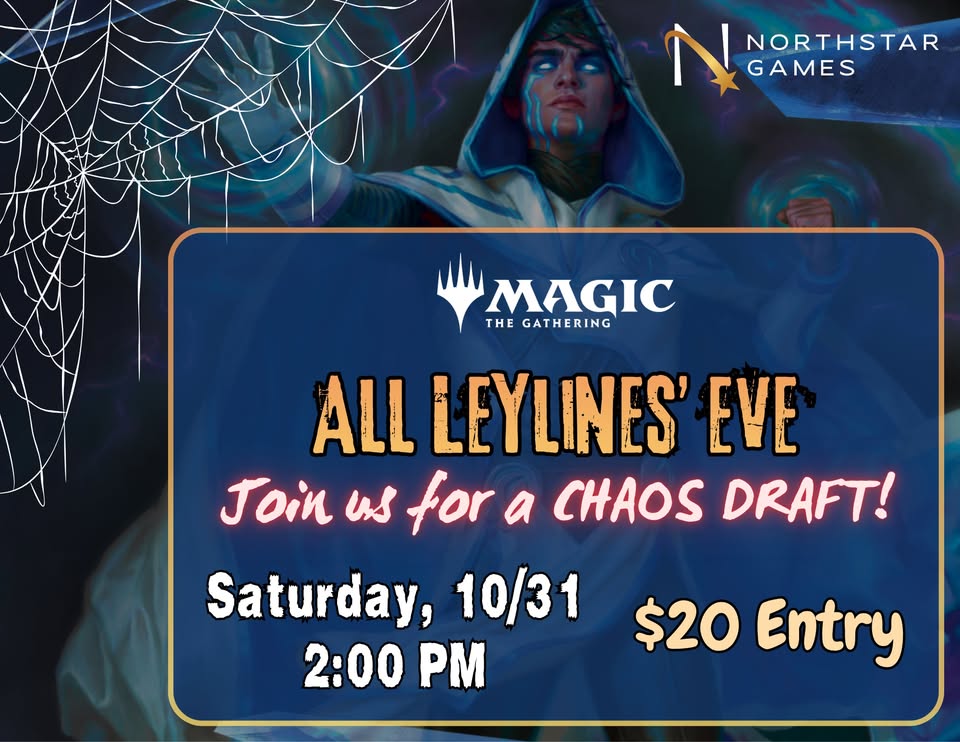 A promotional flyer for a Magic: The Gathering chaos draft event on Halloween in McLennan County, Texas.