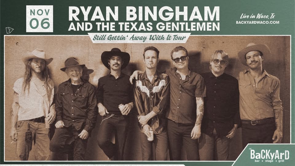 A promotional poster for a Ryan Bingham and The Texas Gentlemen concert in Waco in McLennan County, Texas.
