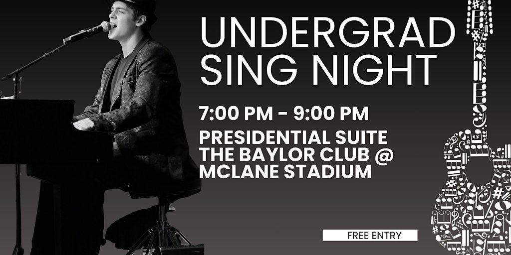 A promotional flyer for an undergrad sing night event at a stadium club in McLennan County, Texas.