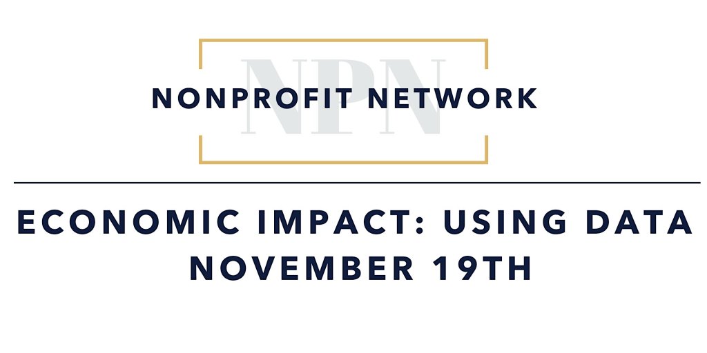 A graphic for a Nonprofit Network event about economic impact and data on November 19th in McLennan County, Texas.