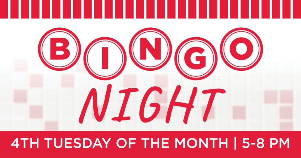 A promotional flyer for a Bingo Night event held on the fourth Tuesday monthly in McLennan County, Texas.