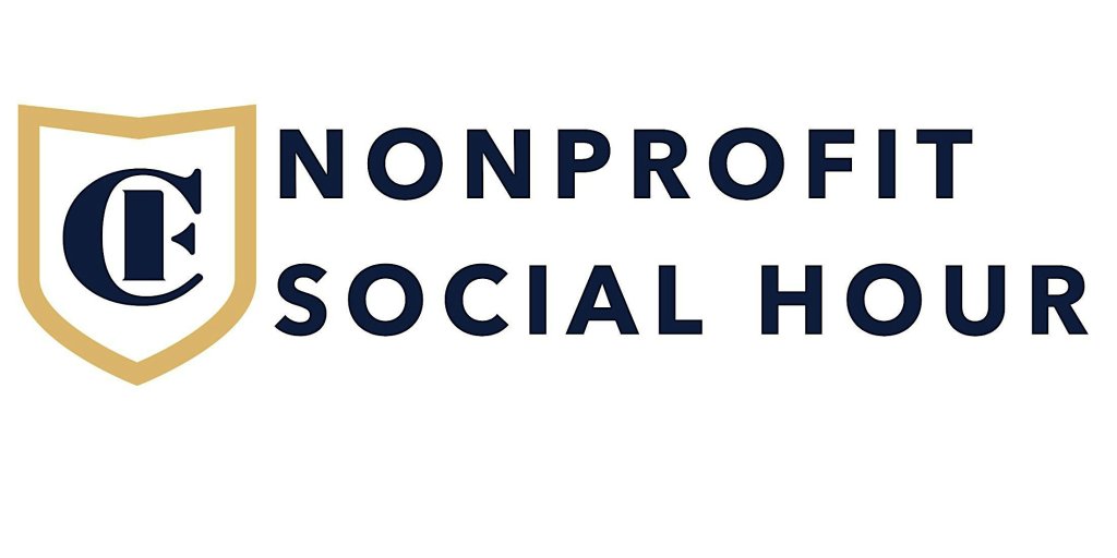 The logo for Nonprofit Social Hour featuring a shield emblem with the letters CF in McLennan County, Texas.
