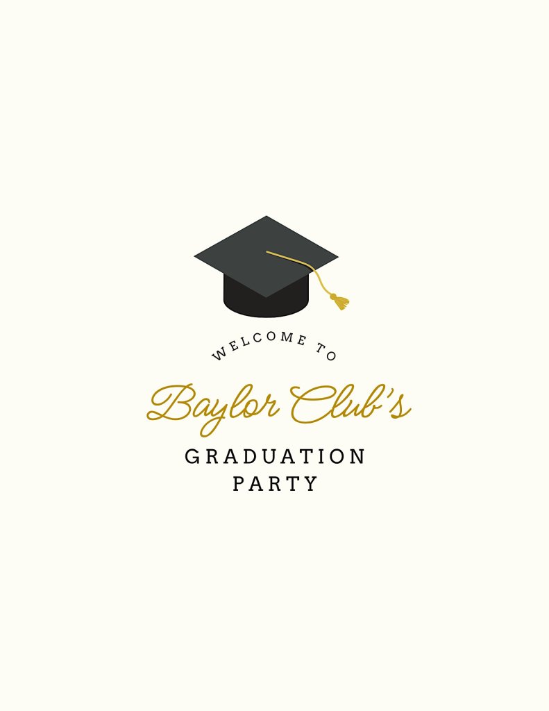 A graduation party invitation featuring a mortarboard icon and elegant text in McLennan County, Texas.