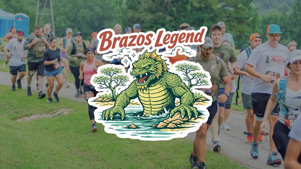 A group of runners participates in the Brazos Legend trail race in McLennan County, Texas.